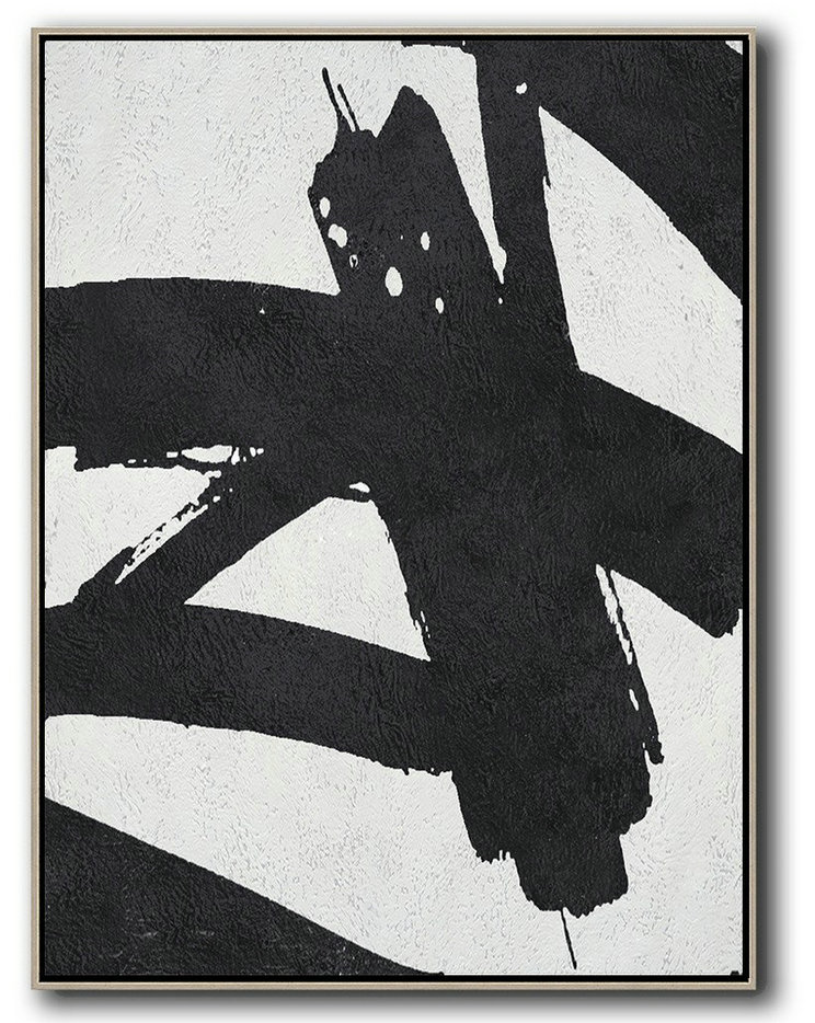 Black And White Minimal Painting On Canvas,Acrylic Painting Canvas Art #O5P2
